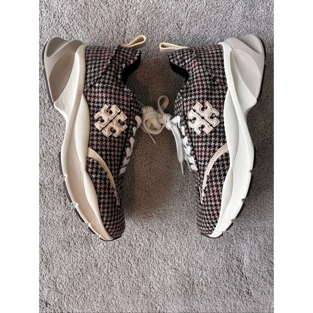NWOB Tory Burch good luck neutral herringbone trainers quiet luxury Sz 9, $325 - Picture 2 of 12
